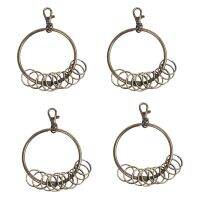4X Bronze Tone Carabiner Prisoner Keyring 10 Loops Key Chain Ring 7.6cm