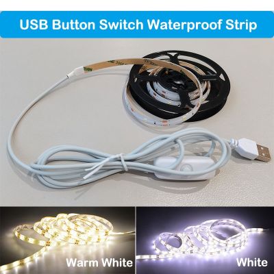 【cw】 5V USB LED Light Strip White with Button Switch White LED Strip Light for Home Warm Background Lights ！