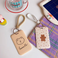 SOMEDAYZL Cute Bear Credit Card Holder With Keyring Girls Bus Card Holder Case School Stationery Hard Shell Cartoon Student Subway Card