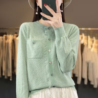 New Essence Wool Small Fragrant Breeze Jacket Short Knit Sweater Round Neck Thin Air -Conditioned Shirt Spring And