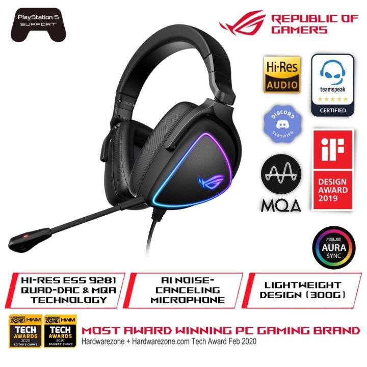 ASUS ROG Delta S Gaming Headset (AI noise-canceling mic, Hi-Res ESS