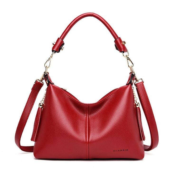 handbag-branded-กระเป๋าผู้หญิง-2023-ใหม่พู่หนังนุ่มวัยกลางคนกระเป๋าแม่รุ่นเกาหลีกระเป๋าสะพายข้างเดียวกระเป๋าสะพายข้างแฟชั่นกระเป๋าถืออินเทรนด์