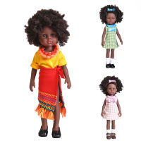 36cm Black Freckle Dolls Silm Full Silicon African Doll Pretty Girl Toy with Suit Make Up Girls DIY BJD Dolls Dress UP Toys