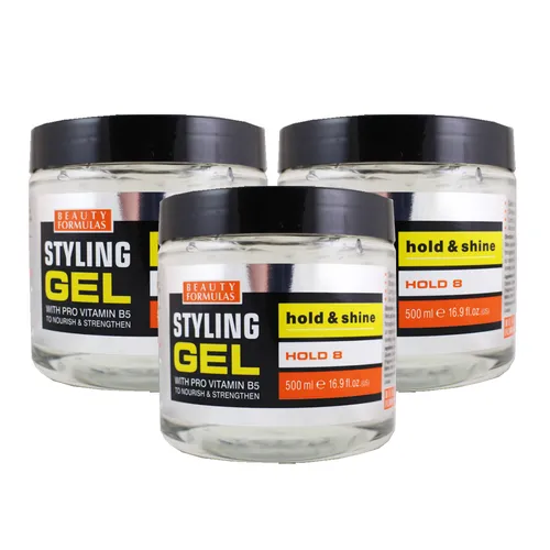 Beauty Formulas Styling Gel Hold n Shine 3 Pack (500ml per pack