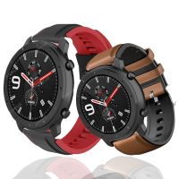 {zhiyun Watchshop}สร้อยข้อมือซิลิโคนหนังสำหรับ Amazfit GTR 47มม. สายรัดข้อมือสำหรับ Xiaomi Amazfit Pace/stratos 1 2 3 / GTR2 /Gtr 2e สายนาฬิกาข้อมือ