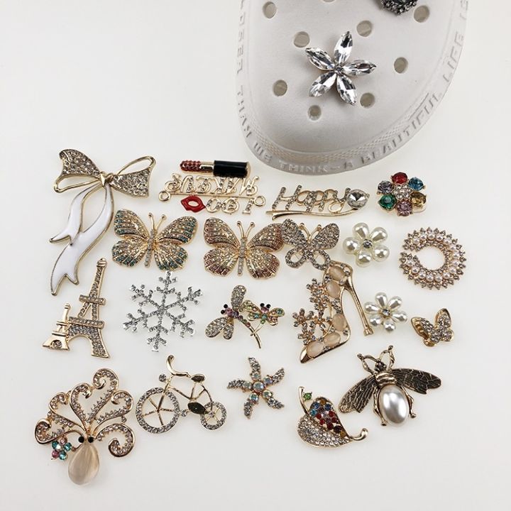DIY Gems Pearl jibits Set jibits Metal Flower Butterfly for Women croc ...