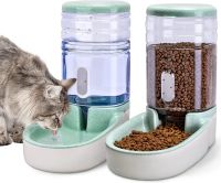 ATUBAN Automatic Dog Cat Feeder and Water Dispenser Gravity Food Feeder and Waterer Set with Pet Food Bowl for Dog Puppy Kitten