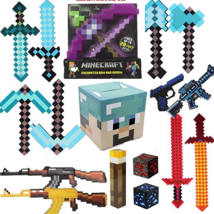 My world game minecraft diamond foam weapon sword pickaxe toy model bow