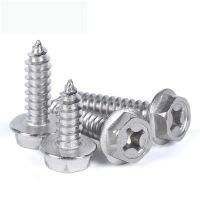 304 Stainless Steel Self-Tapping Phillips Hex Screw Cross Hexagonal Flange Cross Head Screws Wood Nail M3 M4 M5 M6