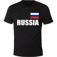 เสื้อยืดลายธงรัสเซีย พร้อมตัวอักษร Russia สำหรับผู้ชาย