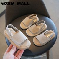 XSM MALL ที่เรียบง่ายทุกการแข่งขันเด็กสาวและเด็กชายรองเท้าแตะลำลองสีทึบ Velcro ป้องกันการลื่นนุ่มแต่เพียงผู้เดียวรองเท้าชายหาด2-8ปีเด็กรองเท้า T22N05CC-134