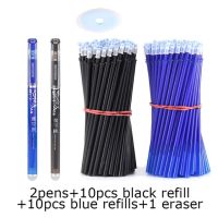 ชุดรีฟิลสำหรับเขียนปากกาเครื่องเขียนสอบสีฟ้า/Pulpen Tinta Hitam 0.5มม. ปากกาหมึกเจลปากกาลบได้30ชิ้น