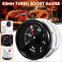 52มม.2นิ้ว Turbo Boost Gauge ความดัน LED สีขาวเครื่องวัดสูญญากาศความแม่นยำสูง-1ถึง2บาร์ Turbo เครื่องวัดความดันรถอุปกรณ์เสริม