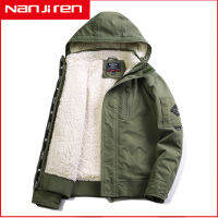 Nanjiren ผู้ชายฤดูหนาวเสื้อแจ็คเก็ต,Polar-Lined Casual Wear,Hooded Coats,แฟชั่น Vintage ทหาร,แบรนด์เสื้อผ้า