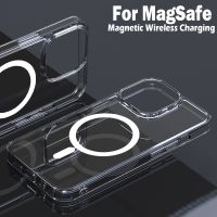 For Magsafe Transparent Wireless Charger Case For iPhone 14 11 12 13 Pro Max Magnetic Case For iPhone XS XR 7 8 Plus Clear Cover