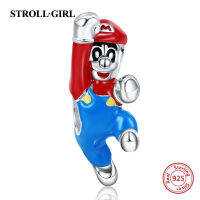 2021100 925 Sterling Silver Hat Super Hero Plumber Beads Blue Overalls Pants Prince Charms Fit European Bracelet for Women Jewelry