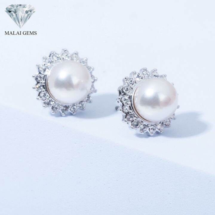 malai-gems-ต่างหูเพชร-เงินแท้-silver-925-เพชรสวิส-cz-เคลือบทองคำขาว-รุ่น11005373-แถมกล่อง-ต่างหูcz-ต่างหูเงินแท้