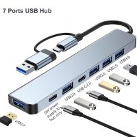 7 Ports USB Hub Concentrator 3.0 2.0 Type C Multi Adapter Multi-hub Splitter Laptop PC Computer Cell Phone Docking Station USB Hubs