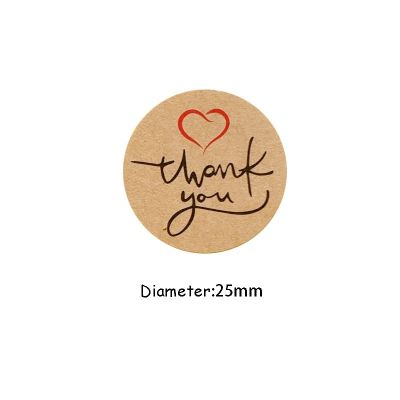 1600pcs/lot Kawaii Thank you Red Heart Sealing Sticker Adhesive Kraft Seal Sticker for Baking Round Gift Label Stickers Stickers Labels