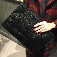 Fashion Women Crocodile pattern pu leather handbag Female party evening bag wristlets clutch ladies hand bags Day Clutches Purse