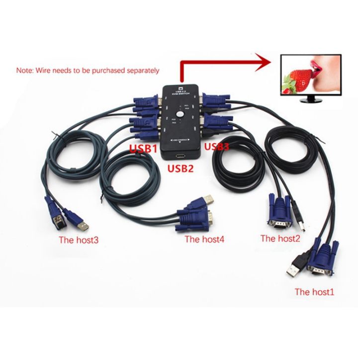 one-for-four-4-port-usb-2-0-kvm-switch-box-4-kvm-cables-keyboard-monitor-vga-svga-pc-laptop