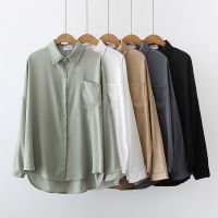 Autumn and winter Korean version of the new all-match slim solid color is thin, r design sense of niche long-sleeved shirt trend