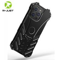 [R-JUST] Aluminum Metal BatMan Case For iPhone 14 Pro Max Cover 13 12 Mini 11 Tough Alloy Armor Shockproof Skin Funda