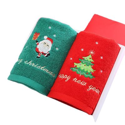 Christmas Handkerchief Hand Face Towel Tea Towel Red Santa Claus New Year Gift Towels Bathroom Dish Towels Washing Cloth