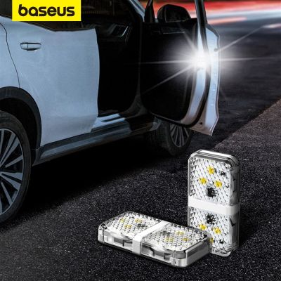 【LZ】♕■✻  Baseus-Luzes de advertência de abertura da porta do carro impermeável 6 LED luz de segurança luz intermitente autocolante aberto 2pcs