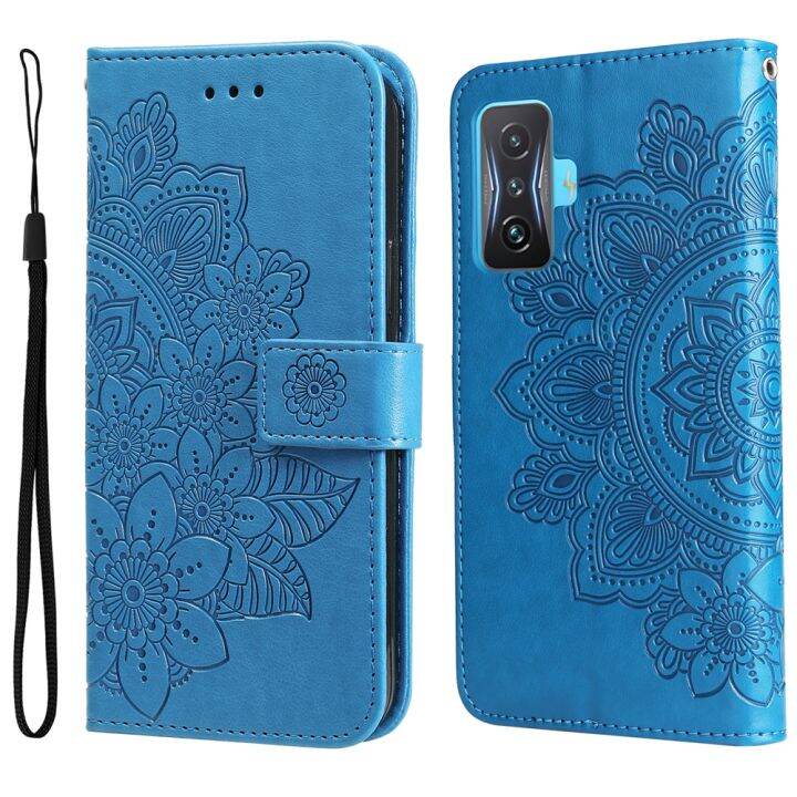 เคสโทรศัพท์ใหม่สำหรับ-xiaomi-mi-poco-c40-f5-m4-m3-x5-x4-x3-pro-poco-f4-gt-x4-x3-gt-poco-m5-m4-f4-m3-f3-x3-nfc-กลีบดอกไม้เคสเคสแบบพับปิดได้แม่เหล็กช่องเสียบบัตรเป็นหนัง