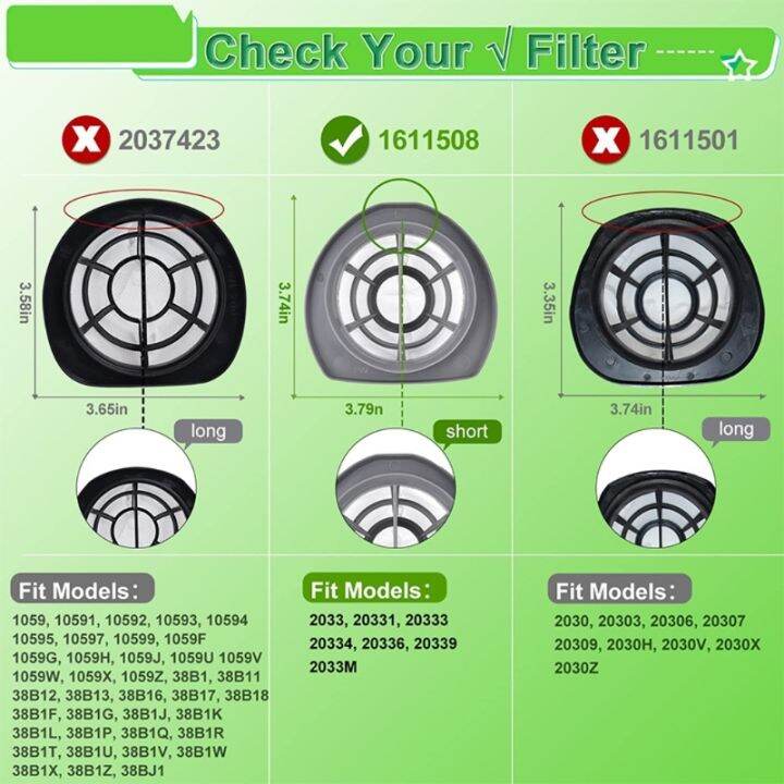 4ชิ้นวัสดุพลาสติกตัวกรองสูญญากาศเครื่องดูดฝุ่นส่วนตัวกรองตรงสำหรับ-bissell-2033-20331-20333-20339-2033m