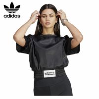 Adidas เสื้อยืดแขนสั้นลําลอง ผ้าซาติน 100% สไตล์อเมริกัน เหมาะกับฤดูร้อน สําหรับผู้หญิง