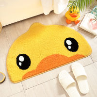 Bubble Kiss Yellow Carpet Cartoon Duck Flocking Semicircle Home Rugs Bathroom Toilet Absorbent Non-Slip Mat Door Area Rug Decor