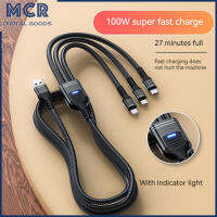 MCR 3-In-1 100W Super Fast สายชาร์จ6a Braided ขยายสายข้อมูลสำหรับ Ios Android Type-C