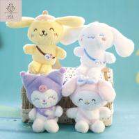 DIA WJS พวงกุญแจ Kawaii ของเล่น สาว Cinnamoroll อุปกรณ์เสริมกุญแจ เมโลดี้ ผู้หญิง Kulomi พวงกุญแจการ์ตูน ตุ๊กตาสัตว์ จี้กระเป๋าเป้สะพายหลัง