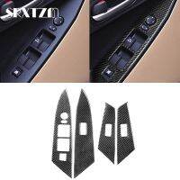 、‘】【’ Car Window Lifter Switch Button Frame Cover Trim Stickers Carbon Fiber For Mazda 3 Axela 2010 2011 2012 2013