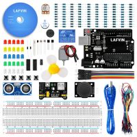 【❂Hot On Sale❂】 fuchijin77 Lafvin สำหรับ Arduino สตาร์ทเตอร์พื้นฐานสำหรับ R3 Uno พร้อมเบรดบอร์ดตัวต้านทานแอลอีดีสายจัมเปอร์และกำลังไฟ