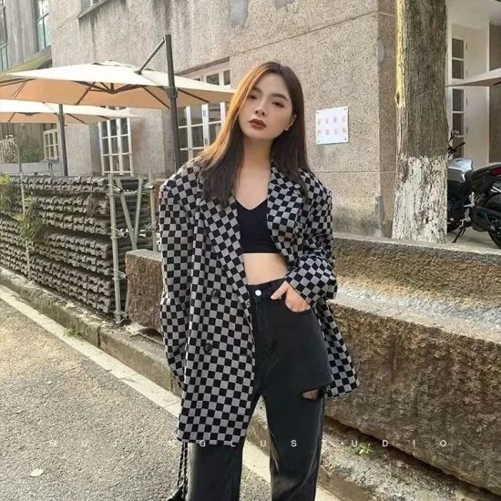 Áo Khoác Blazer Nữ Kẻ Caro Vải Dạ 2 Lớp Freesize<56kg - A.098 - Áo vest,  blazer nữ | ThờiTrangNữ.vn