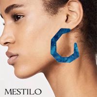 【A dream of stars】 MESTILO Exaggeration Geometric Big Open Round Circle Earring For Women Statement Boho Large Acrylic Hoop Earrings Indian Jewelry