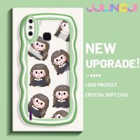 Jjlingji เคสสำหรับ Infinix Smart 4เคส X653 4C อัจฉริยะตลกแฟชั่นเด็กผู้หญิงดีไซน์ใหม่สีครีมขอบคลื่นปลอกเคสมือถือกันกระแทกแบบใสนิ่มโปร่งใสลายกล้องถ่ายรูปเรียบง่ายปลอกป้องกันอ่อนโยน