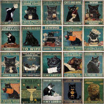 5D DIY Vintage Diamond Painting Black Cats Text Full Diamond Embroidery Animal Pictures Cross Stitch Kits Mosaic Home Decor Gift