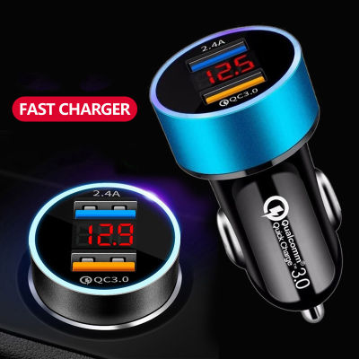 ที่ชาร์จในรถยนต์3.1A Dual USB Car Charger ที่ชาร์จในรถยนต์พร้อมจอ LCD 2พอร์ตแสดงค่าไฟฟ้าที่ชาร์จแบต 2 พอร์ต ไฟแสดงโวลท์ หัวชาร์จในรถ Fast Charger