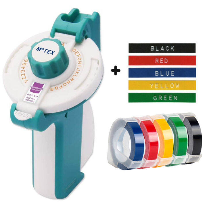 Original Motex Label Maker E202 Pink Blue Manual Portable Printer