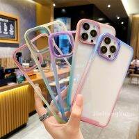 เคสชุบอะคริลิคไล่ระดับสีสามารถใส่ได้กับ IPhone 14 13 12 11 Pro Max XR XS XSMAX กรอบโลหะฝาครอบแบบใส