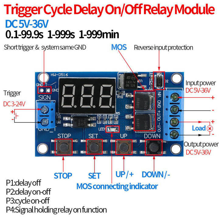 dc-5v-36v-trigger-cycle-delay-timer-switch-turn-on-off-relay-module-with-led-display-for-smart-home-tachograph-gps-plc-control-industrial-control-electronic