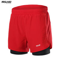 ARSUXEO Mens Running Shorts Outdoor Sports Training Exercise Jogging Gym Fitness 2 in 1 Shorts with Longer Liner Quick dry B179