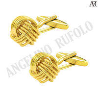 ANGELINO RUFOLO Cufflink(คัฟลิงค์) ดีไซน์ Bind Knot กระดุมข้อมือคัฟลิ้งโรเดียมคุณภาพเยี่ยม ตัวเรือนสีทอง/สีดำ