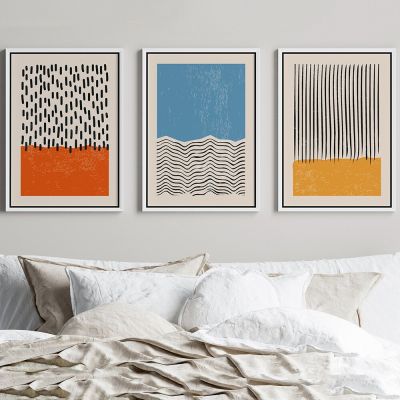 Scandinavian Wall Art Print - Modern Abstract Geometric Line Color Block Boho Poster Picture-ภาพวาดผ้าใบ-ตกแต่งห้อง