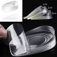 2Pcs Transparent Height Increase Insoles Faux Inner Leather Cushion Heel Heightening Shoes Silicone Invisible Raised Insoles Shoes Accessories