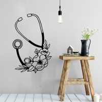 Stethoscope Floral Nurse Wall Sticker Hospital Doctors Stethoscope Medical Wall Decal Vinyl Decor